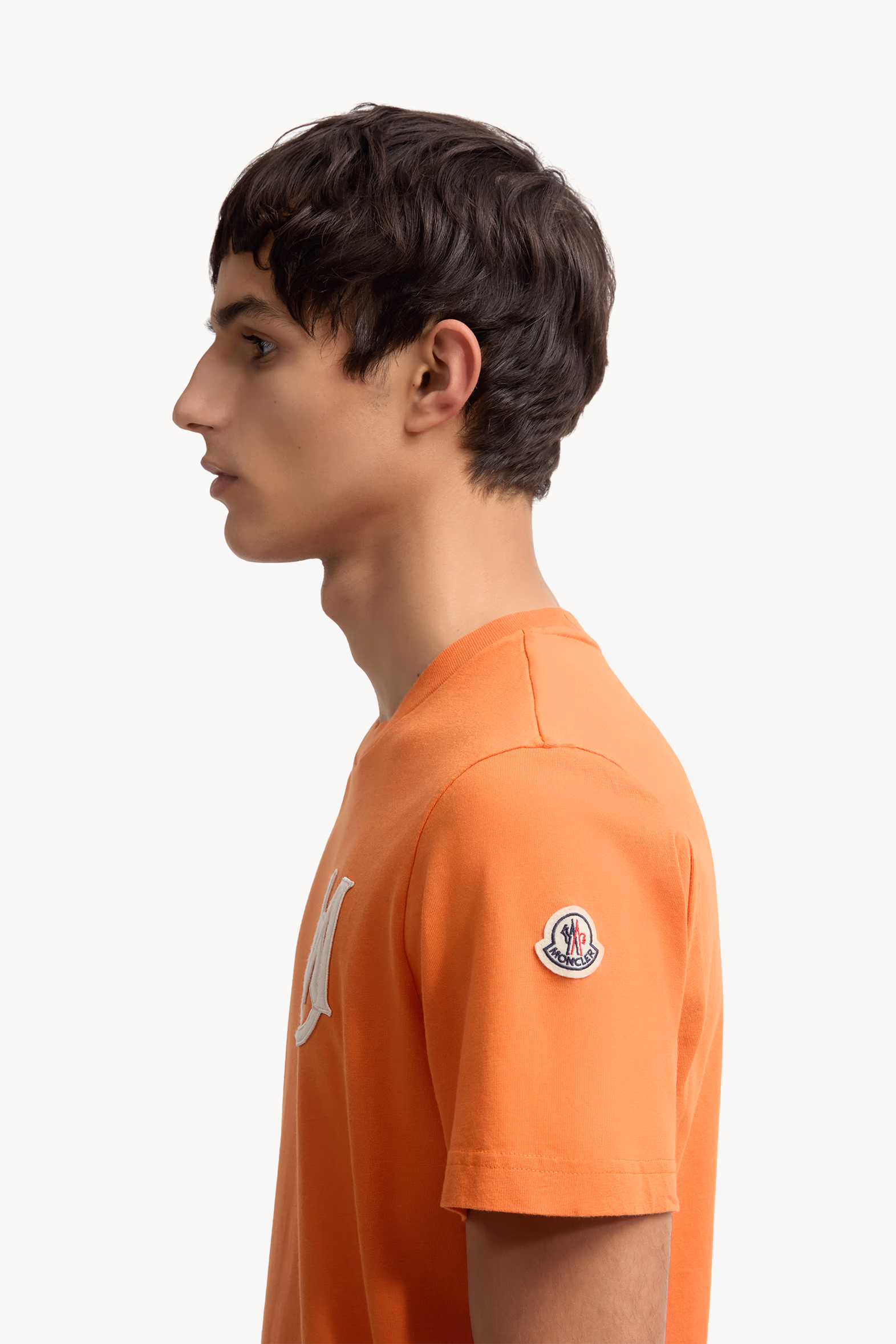 T-shirt en coton à monogramme Hommes Orange Moncler 4